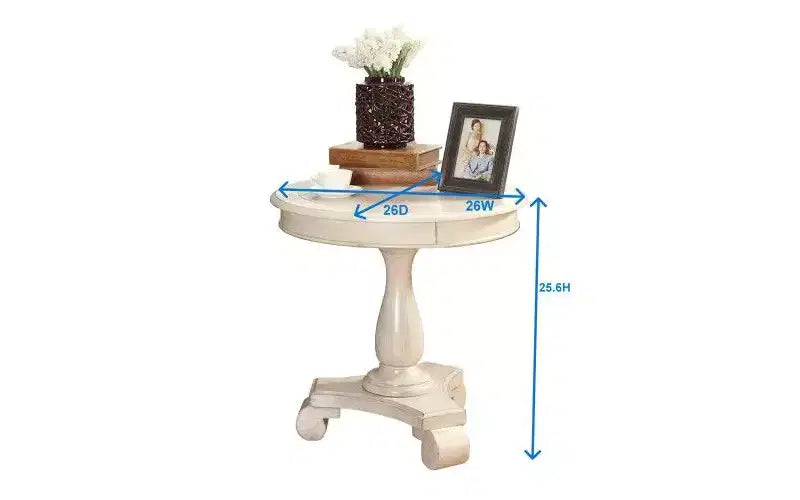 Table d'appoint ronde sur pied TUYOHW, table de bout traditionnelle de 66 cm avec pieds sculptés, petite table basse intemporelle pour salon et chambre