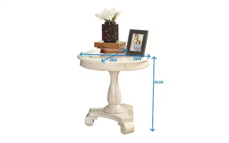 Table d'appoint ronde sur pied TUYOHW, table de bout traditionnelle de 66 cm avec pieds sculptés, petite table basse intemporelle pour salon et chambre