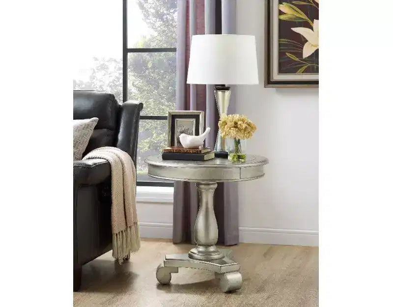 Table d'appoint ronde sur pied TUYOHW, table de bout traditionnelle de 66 cm avec pieds sculptés, petite table basse intemporelle pour salon et chambre