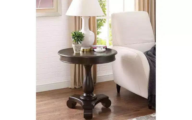 Table d'appoint ronde sur pied TUYOHW, table de bout traditionnelle de 66 cm avec pieds sculptés, petite table basse intemporelle pour salon et chambre