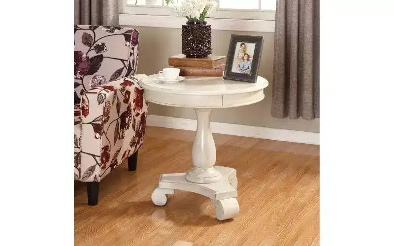 Table d'appoint ronde sur pied TUYOHW, table de bout traditionnelle de 66 cm avec pieds sculptés, petite table basse intemporelle pour salon et chambre