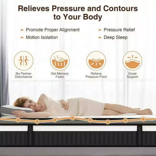 Matelas Queen 14 pouces - Matelas en mousse à mémoire de forme, fermeté moyenne, certifié CertiPUR-US, ressorts ensachés et rafraîchissant, tissu tricoté 3D, isolation des mouvements