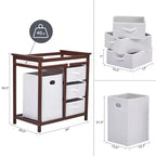 Table à langer en bois, Table à langer moderne, Commode table à langer pour bébé avec panier à linge, 3 tiroirs et matelas à langer