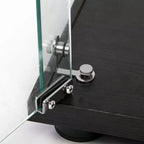 Vitrine en verre trempé/Cave à vin/Meuble de rangement/Classeur avec miroir à bande lumineuse LED et serrure, roulettes pivotantes, 4 étagères, 2 portes