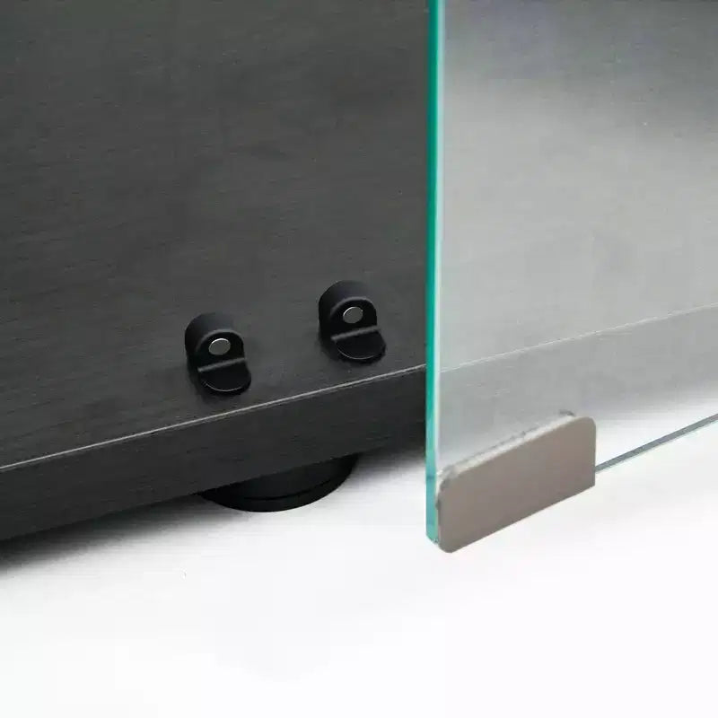 Vitrine en verre trempé/Cave à vin/Meuble de rangement/Classeur avec miroir à bande lumineuse LED et serrure, roulettes pivotantes, 4 étagères, 2 portes