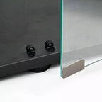 Vitrine en verre trempé/Cave à vin/Meuble de rangement/Classeur avec miroir à bande lumineuse LED et serrure, roulettes pivotantes, 4 étagères, 2 portes