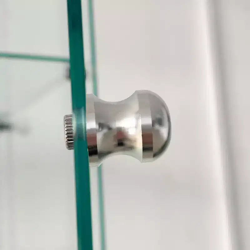 Vitrine en verre trempé/Cave à vin/Meuble de rangement/Classeur avec miroir à bande lumineuse LED et serrure, roulettes pivotantes, 4 étagères, 2 portes