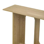 Table console moderne Okak avec étagère inférieure, table d'entrée avec design incurvé et placage de frêne, tables d'entrée pour le couloir, le salon