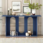 Table console moderne Okak avec étagère inférieure, table d'entrée avec design incurvé et placage de frêne, tables d'entrée pour le couloir, le salon