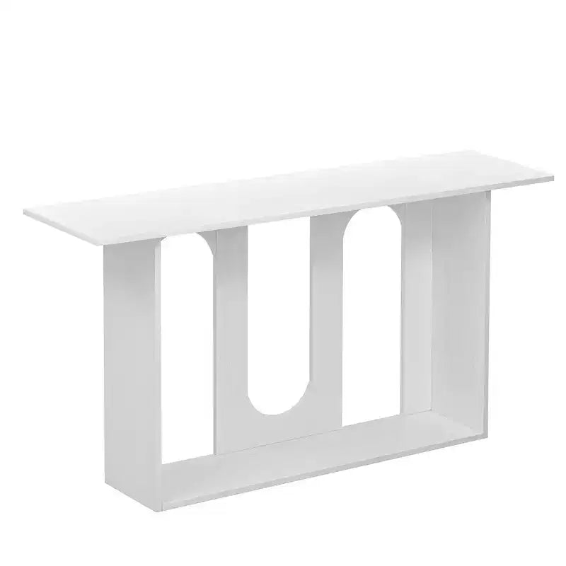 Table console moderne Okak avec étagère inférieure, table d'entrée avec design incurvé et placage de frêne, tables d'entrée pour le couloir, le salon