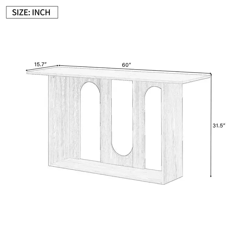 Table console moderne Okak avec étagère inférieure, table d'entrée avec design incurvé et placage de frêne, tables d'entrée pour le couloir, le salon