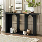 Okak Modern Console Table with Bottom Shelf,Entryway Table with Curved Design & Ash Veneer,Foyer Tables for Entryway,Living Room