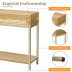 Console de table géométrique audacieuse Okak avec tiroirs de rangement, table d'entrée rétro pour salon, couloir, entrée