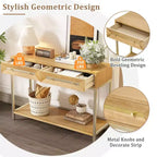Console de table géométrique audacieuse Okak avec tiroirs de rangement, table d'entrée rétro pour salon, couloir, entrée