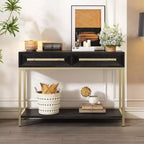 Okak Bold Geometric Design Console Table with Storage Drawers,Retro Entryway Table for Living Room,Hallway,Entryway