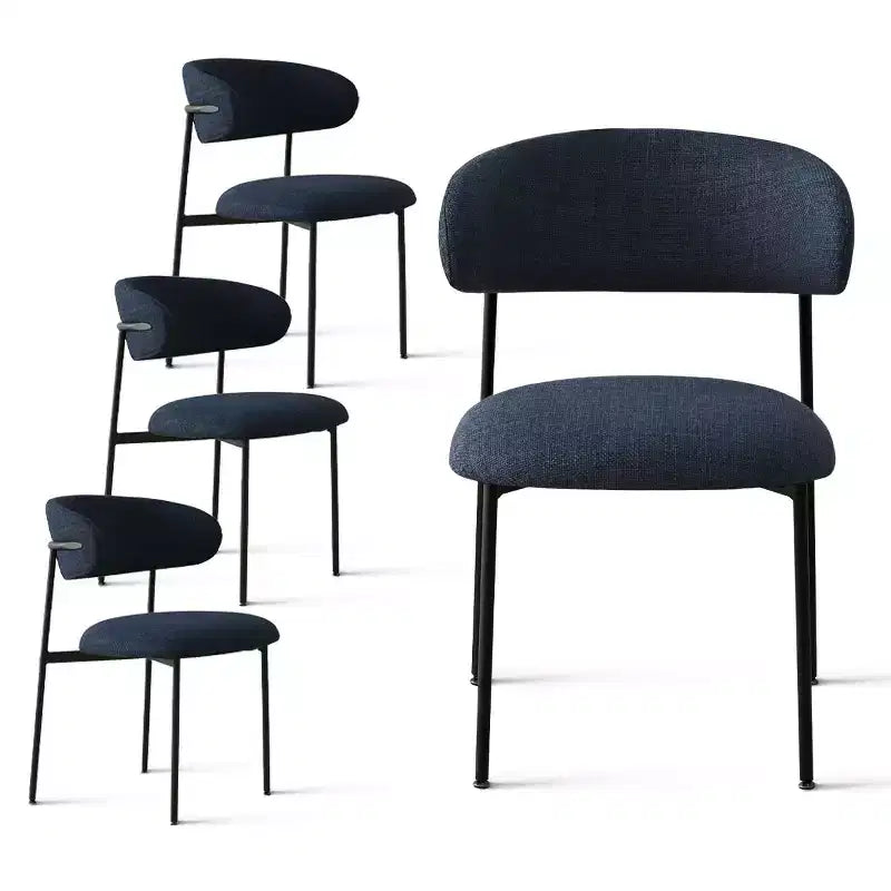 Lot de 4 Chaises de Salle à Manger Rembourrées, Chaises de Cuisine Confortables à Dossier Incurvé avec Large Assise en Tissu et Pieds en Métal Noir - Panipeachy