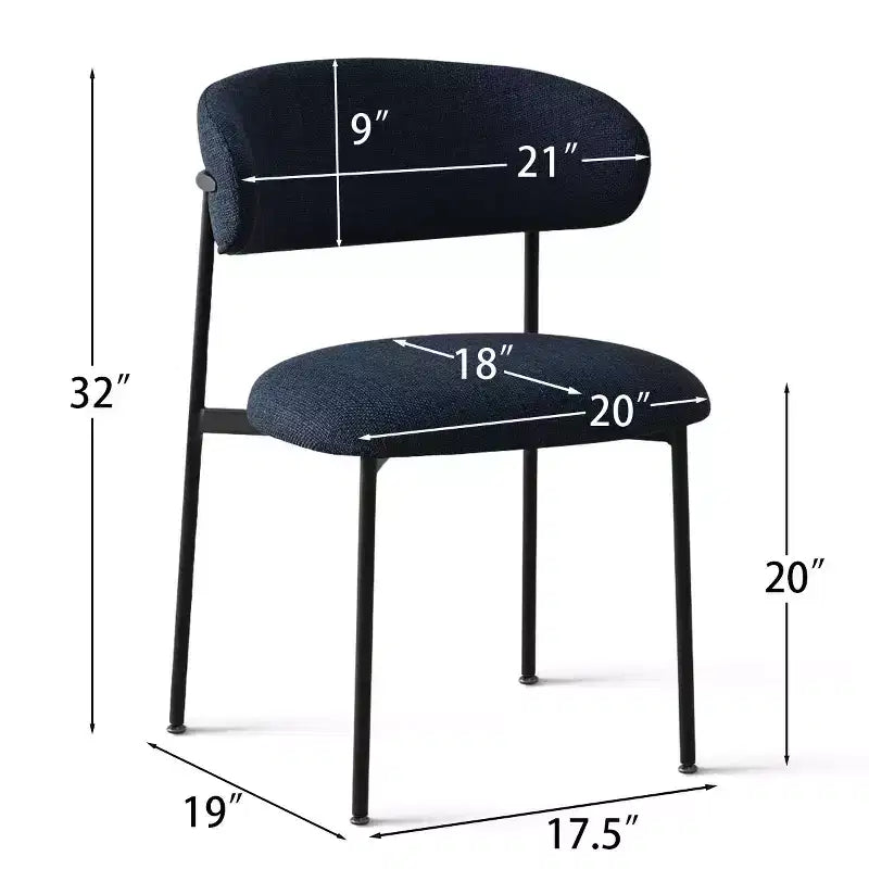 Lot de 4 Chaises de Salle à Manger Rembourrées, Chaises de Cuisine Confortables à Dossier Incurvé avec Large Assise en Tissu et Pieds en Métal Noir - Panipeachy