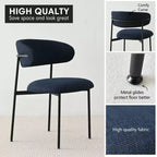 Lot de 4 Chaises de Salle à Manger Rembourrées, Chaises de Cuisine Confortables à Dossier Incurvé avec Large Assise en Tissu et Pieds en Métal Noir - Panipeachy