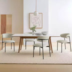 Lot de 4 Chaises de Salle à Manger Rembourrées, Chaises de Cuisine Confortables à Dossier Incurvé avec Large Assise en Tissu et Pieds en Métal Noir - Panipeachy