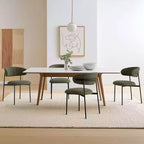 Lot de 4 Chaises de Salle à Manger Rembourrées, Chaises de Cuisine Confortables à Dossier Incurvé avec Large Assise en Tissu et Pieds en Métal Noir - Panipeachy