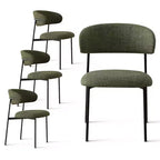 Lot de 4 Chaises de Salle à Manger Rembourrées, Chaises de Cuisine Confortables à Dossier Incurvé avec Large Assise en Tissu et Pieds en Métal Noir - Panipeachy