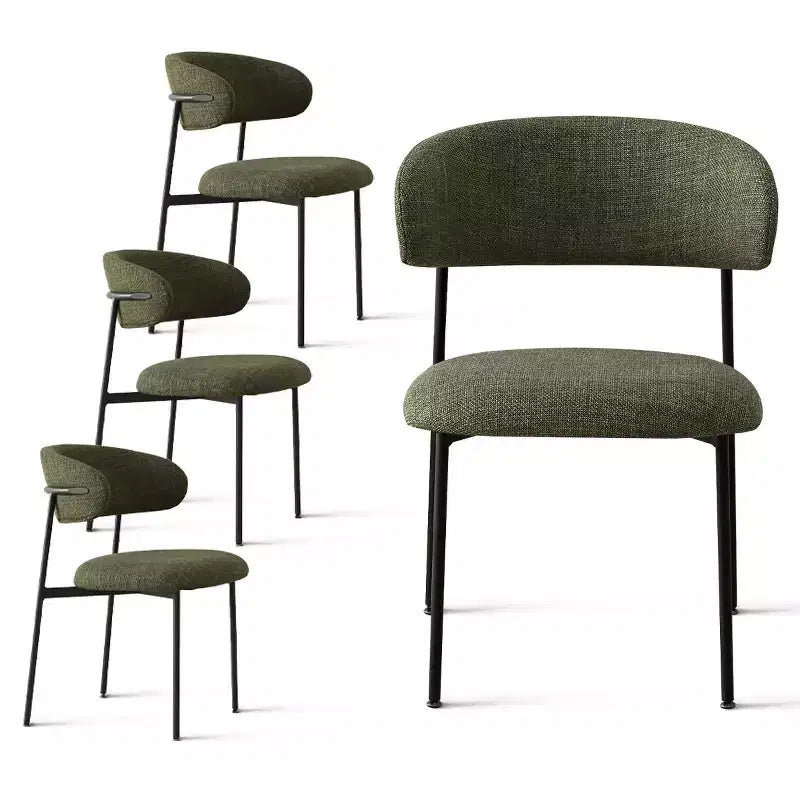 Lot de 4 Chaises de Salle à Manger Rembourrées, Chaises de Cuisine Confortables à Dossier Incurvé avec Large Assise en Tissu et Pieds en Métal Noir - Panipeachy