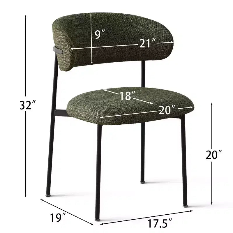 Lot de 4 Chaises de Salle à Manger Rembourrées, Chaises de Cuisine Confortables à Dossier Incurvé avec Large Assise en Tissu et Pieds en Métal Noir - Panipeachy