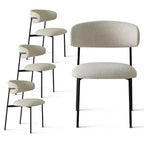 Lot de 4 Chaises de Salle à Manger Rembourrées, Chaises de Cuisine Confortables à Dossier Incurvé avec Large Assise en Tissu et Pieds en Métal Noir - Panipeachy