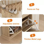 Meuble à chaussures cannelé avec 3 tiroirs basculants, meuble de rangement étroit en bois avec étagères réglables et amovibles, meuble à chaussures fin sur pied.