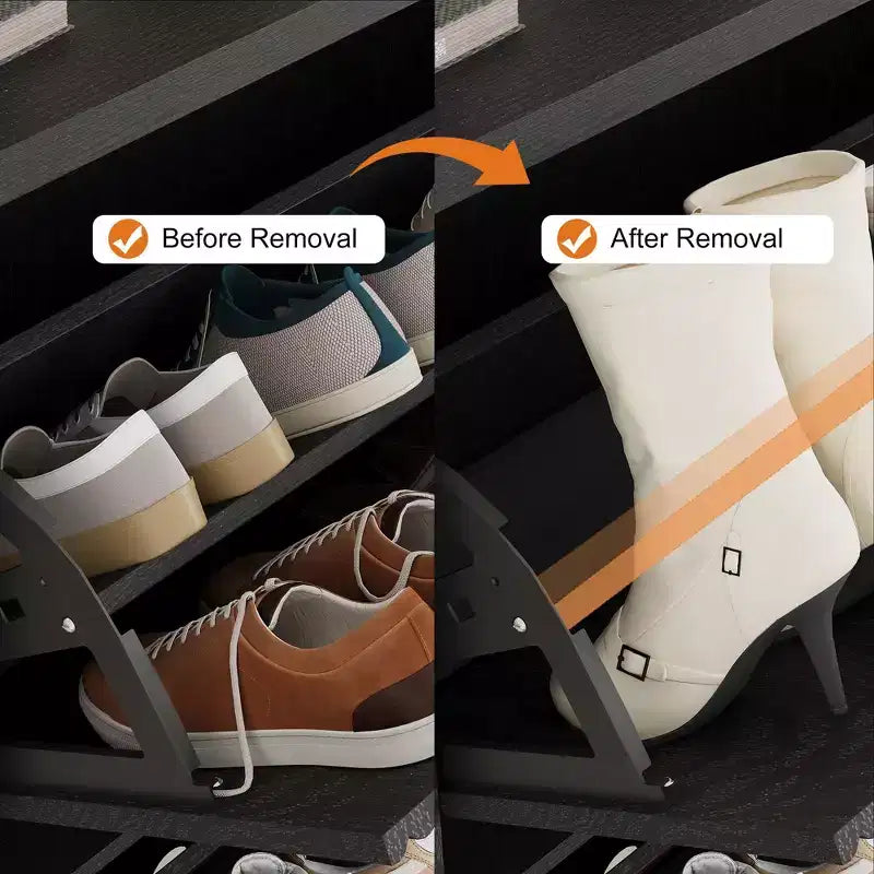 Meuble à chaussures cannelé avec 3 tiroirs basculants, meuble de rangement étroit en bois avec étagères réglables et amovibles, meuble à chaussures fin sur pied.
