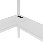 Lit mezzanine en métal Bellemave avec bureau en L, armoire et rangement réglable, ports USB et lumières LED, lit mezzanine haut pour enfants, adolescents et adultes, blanc