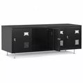 Garvee 4-Door Metal Wall-Mounted Locker with Hanging Rod & Card Holder, 45 Wide Storage Cabinet for Home, Gym, School, Office, Easy Assembly, Black