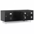 Garvee 4-Door Metal Wall-Mounted Locker with Hanging Rod & Card Holder, 45 Wide Storage Cabinet for Home, Gym, School, Office, Easy Assembly, Black