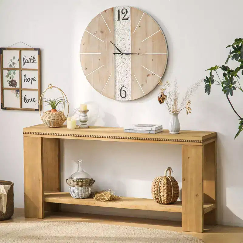 Okak Farmhouse Table console minimaliste aspect bois, Table basse de canapé, Table de bar, Table d'entrée vintage pour salon, couloir, entrée