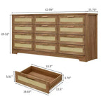 Commode à 12 tiroirs, commode en rotin, organisateur de rangement pour vêtements de placard, commodes à tiroirs pour chambre à coucher, salon