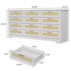 Commode à 12 tiroirs, commode en rotin, organisateur de rangement pour vêtements de placard, commodes à tiroirs pour chambre à coucher, salon