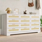 Commode à 12 tiroirs, commode en rotin, organisateur de rangement pour vêtements de placard, commodes à tiroirs pour chambre à coucher, salon