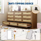 Commode à 12 tiroirs, commode en rotin, organisateur de rangement pour vêtements de placard, commodes à tiroirs pour chambre à coucher, salon