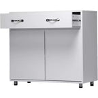 Console de rangement buffet en MDF blanc de 83,6 po avec 6 tiroirs, 2 armoires latérales et 2 portes pour salon ou salle à manger, rectangulaire