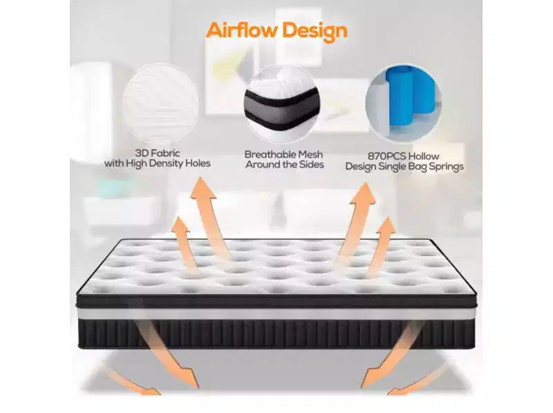 Matelas Queen, Matelas en mousse à mémoire de forme gel 14 pouces fermeté moyenne, Certifié CertiPUR-US