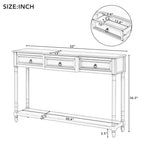 Console, table de canapé avec 3 tiroirs saillants, étagère inférieure longue ouverte, mobilier de maison rustique multifonctionnel pour entrée, bleu marine