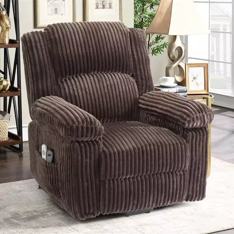 Fauteuil relax inclinable électrique Acekool avec chauffage et massage, revêtement en velours côtelé moelleux, fauteuil releveur électrique pour personnes âgées, salon