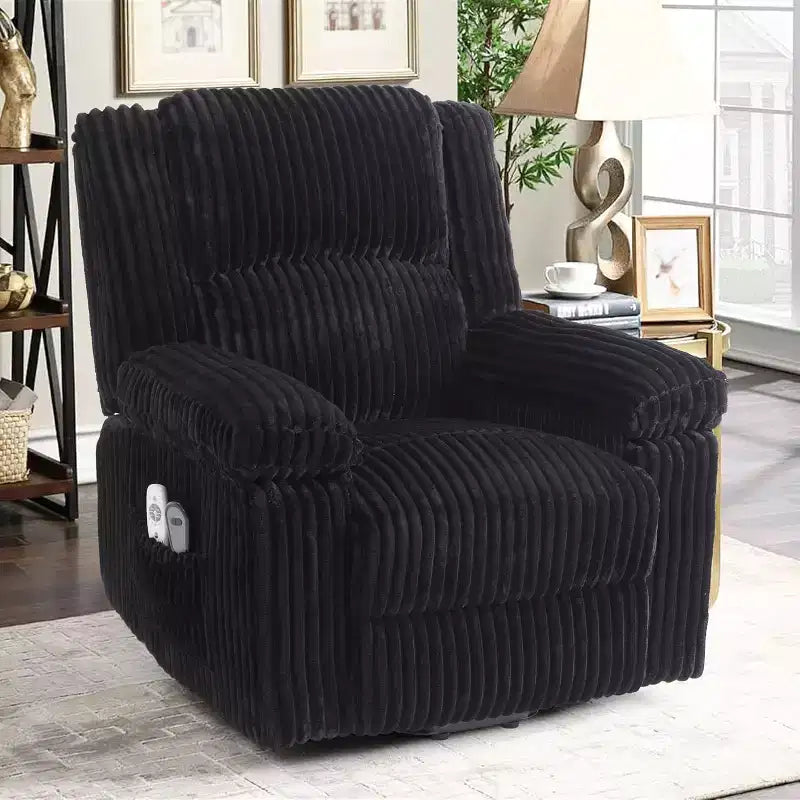 Fauteuil relax inclinable électrique Acekool avec chauffage et massage, revêtement en velours côtelé moelleux, fauteuil releveur électrique pour personnes âgées, salon