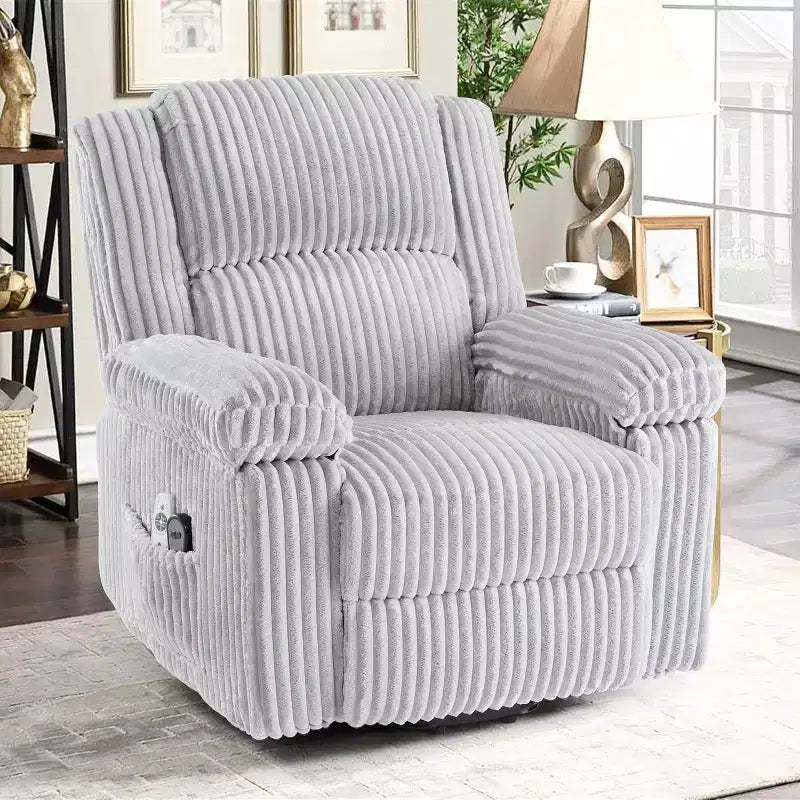 Fauteuil relax inclinable électrique Acekool avec chauffage et massage, revêtement en velours côtelé moelleux, fauteuil releveur électrique pour personnes âgées, salon
