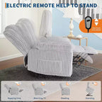Fauteuil relax inclinable électrique Acekool avec chauffage et massage, revêtement en velours côtelé moelleux, fauteuil releveur électrique pour personnes âgées, salon