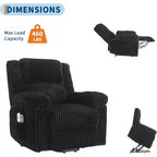 Fauteuil relax inclinable électrique Acekool avec chauffage et massage, revêtement en velours côtelé moelleux, fauteuil releveur électrique pour personnes âgées, salon