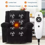 Fauteuil relax inclinable électrique Acekool avec chauffage et massage, revêtement en velours côtelé moelleux, fauteuil releveur électrique pour personnes âgées, salon