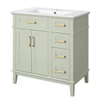 Meuble-lavabo de salle de bain de 76 cm avec évier, meuble de rangement de salle de bain avec portes et tiroirs à fermeture douce pour petit espace