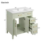 Meuble-lavabo de salle de bain de 76 cm avec évier, meuble de rangement de salle de bain avec portes et tiroirs à fermeture douce pour petit espace