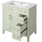 Meuble-lavabo de salle de bain de 76 cm avec évier, meuble de rangement de salle de bain avec portes et tiroirs à fermeture douce pour petit espace